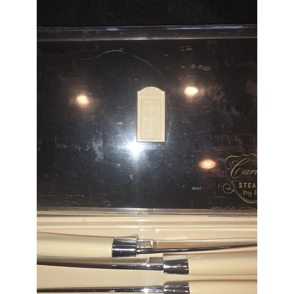 Vintage Carvel Hall by Briddell Steak Knives‎ Set of 8 Ivory Chrome MCM Original